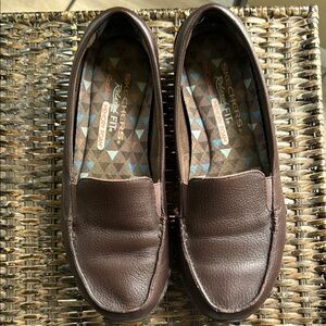 Skechers Air Cooled Memory Foam Brown Leather Slip-On Loafers Women’s‎ Size 6.5